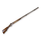 A Continental single barrel percussion sporting gun, barrel 106cm, half stocked with iron mounts and