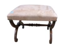 A William IV simulated rosewood 'X' frame dressing stool, width 55cm, depth 47cm, height 45cm