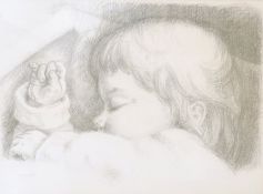 Ib Spang Olsen (Danish, 1921-2012), Study of a child sleeping, pencil sketch, signed, 39 x 52cm