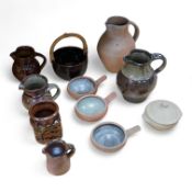 A large group of 20th century signed and unsigned Studio pottery, tallest 23cm high