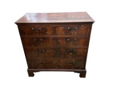 A George III mahogany chest of four long drawers, on bracket feet, width 95cm, depth 49cm, height