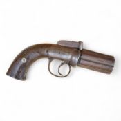 A six shot 120 bore self-cocking percussion pepperbox revolver with fluted barrels, Birmingham