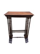 A nest of three beech occasional tables, width 56cm, depth 40cm, height 72cm