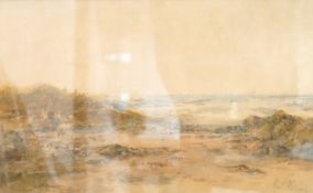 Albert Pollitt (1856-1926), 'Kelp Gatherers', signed and dated 1906, watercolour, 27 x 44cm