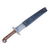 A 19th century Austrian military fascine knife, regulation iron crosspiece, two piece riveted wooden