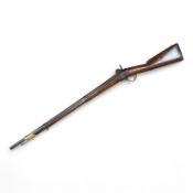 A 12 bore single barrel, back action, continental military percussion musket, barrel 93cm,