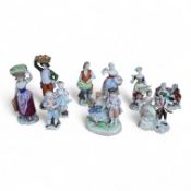 A collection of ten German and English porcelain figures and figure groups, mainly late 19th