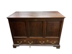 A George III oak mule chest, width 120cm, depth 60cm, height 83cm