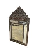 A 19th century French embossed brass wall mirror, width 59cm, height 102cm