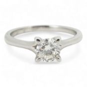 A diamond ring, claw-set with a brilliant-cut diamond weighing approximately 0.50 carats, mounted in