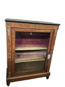A late Victorian gilt metal mounted inlaid walnut pier cabinet, width 79cm, depth 29cm, height