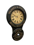 A Victorian Vanner & Prest's advertising wall timepiece, width 46cm, height 78cm