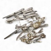 A small quantity of assorted 800 standard white metal cutlery, including Italian, together with a