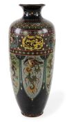 A massive Japanese cloisonné enamel vase, Kyoto, early 20th century, decorated with dragons and