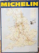 A 1960s Michelin printed tinplate road map, based on the Michelin map 930, 1968 edition, with a