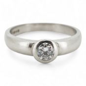 A diamond ring, collet-set with a brilliant-cut diamond weighing approximately 0.52 carats,