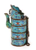 A Chinese Guangzhou enamel Tibetan style miniature ewer, 18th/19th century, decorated with lotus