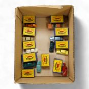 Ten boxed Matchbox Series 1-75 regular wheels vehicles; 24; Hydraulic Excavator (tape damage to