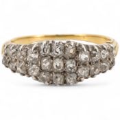 A diamond half-hoop ring, mid 19th century, pavé-set to the front with three rows of cushion-