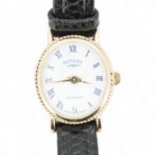 A lady's recent 9ct gold Rotary quartz wrist watch, with oval Roman dial, case diameter 18mm, on