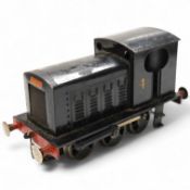 An 0 gauge railway tinplate Bonds 0-6-0 diesel Hunslet shunter, 4, for 3-rail running, with