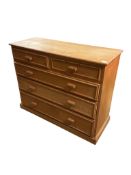 A Contemporary maple chest of five drawers, width 117cm, depth 46cm, height 92cm together with a