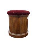 A Victorian mahogany cylindrical commode, diameter 42cm, height 44cm