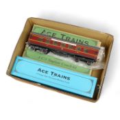 Four ACE Trains 0 gauge tinplate coaches; a boxed C/1 HRCA Brake Second, two boxed C/3 coach