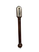 A George III mahogany stick barometer, silver dial marked Watkins, London, height 95cm