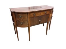 A George III mahogany bow front sideboard, width 137cm, depth 62cm, height 95cm