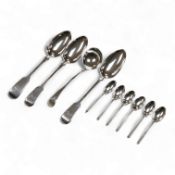 A matched set of three 19th century silver fiddle pattern tablespoons, Josiah Piercy I, London,