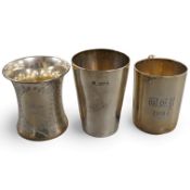 An Edwardian silver beaker, by The Barnards, London, 1909, 88mm, together with a late Victorian