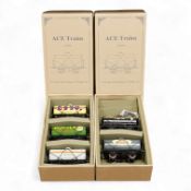 Two boxed ACE Trains 0 gauge tinplate freight wagon sets; Set 7 comprising of three tankers,
