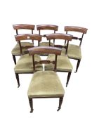 A set of six Regency mahogany bar back dining chairs on fluted legs,