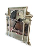 A Victorian overmantel mirror, later painted, width 116cm, height 123cm