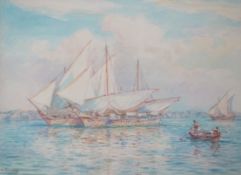 § § Bernard Finegan Gribble (1872-1962)'Feluccas on the Nile'signed lower left,watercolour,23.5cm