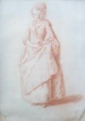 Johann Gottlieb Glume (German, 1711-1778)Full length study of a girl holding a cherry sprig,signed