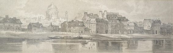 Attributed to Thomas Girtin (1775-1802)'View of the Pantheon from the Arsenal'en grisaille ink and