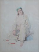 Amedeo Preziosi (Maltese, 1816-1882)Study of a semi-nude woman seated on a cushion,signed lower