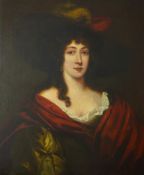 English school, Late 17th / early 18th century A portrait of a lady wearing wearing a feathered