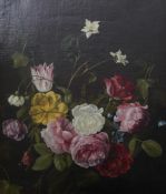 Follower of Willem van Aelst (Dutch, 1627-1683)A still life study of flowers,oil on canvas,45cm x