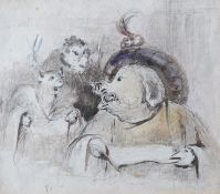 Manner of Sir Francis Grant (1803-1878)Anthropomorphic study of three animals,bears initials,label
