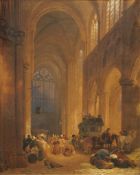 Frederick Nash (1782-1856)'Interior of Notre Dame Cathedral, Paris'watercolour heightened with
