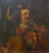 Dutch School, late 18th / early 19th century A portrait of a musician playing a mandolin,oil on