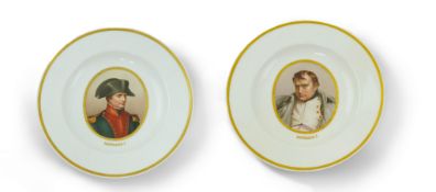 A pair of Vienna style porcelain plates, late 19th century, each painted with a central oval roundel