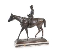 A large bronze equestrian group of a racehorse and jockey, late cast after Isidore Jules Bonheur,