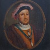 English School, 18th century A portrait of King Henry VIII of England,within a feigned oval,oil on
