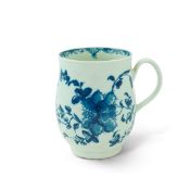 A Worcester blue and white Mansfield pattern mug, c.1760, of bell shape, workman's mark, 12cm high