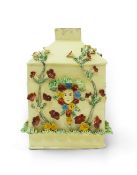 A rare English creamware encrusted tea caddy, c.1770-1780, of large rectangular section, the