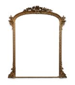 A Victorian giltwood and composition overmantel mirror, the scallop shell, cartouche leaf pediment